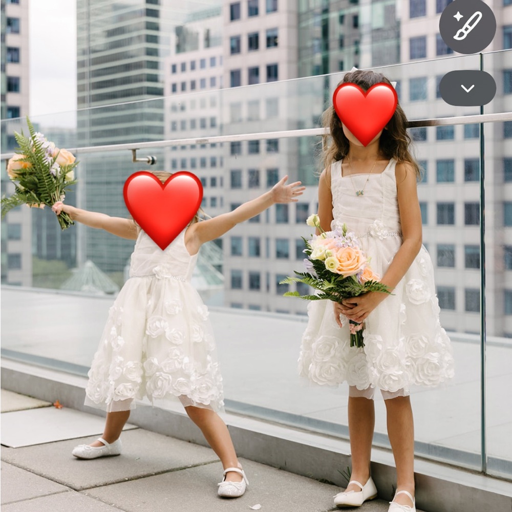 Nannette White Floral Embellished Kids Flower Girl Dress